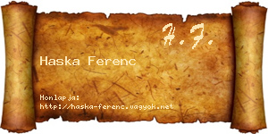 Haska Ferenc névjegykártya